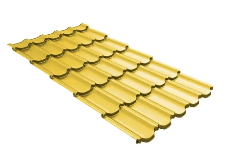 Металлочерепица квинта плюс c 3D резом 0,45 RAL 1018 цинково-желтый