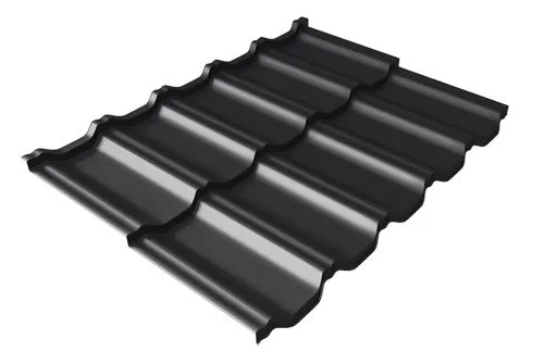 Металлочерепица модульная квинта Uno c 3D резом 0,5 RAL 9005 черный