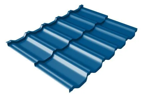 Металлочерепица модульная квинта Uno c 3D резом 0,45 RAL 5005 сигнальный синий