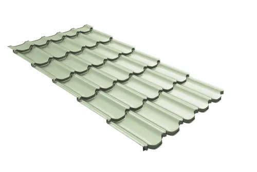 Металлочерепица квинта плюс c 3D резом 0,45 RAL 6019 бело-зеленый