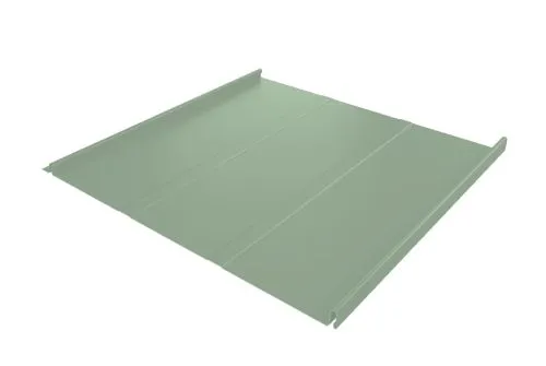 Фальц двойной стоячий Line 0,45 PE с пленкой на замках RAL 6019 бело-зеленый