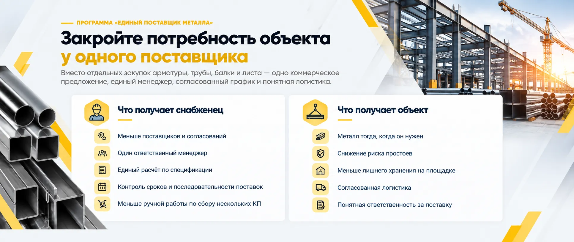 Закройте потребность объекта у одного поставщика