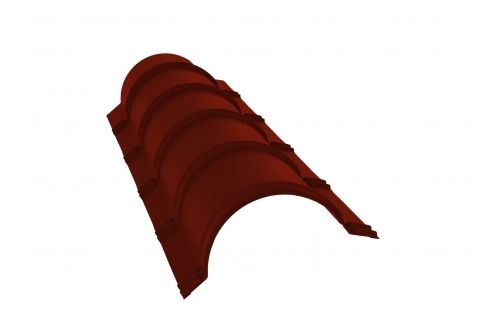 Планка конька полукруглого 0,45 PE с пленкой RAL 3009 оксидно-красный