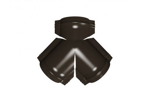 Тройник Y конька полукруглого PE с пленкой RR 32 темно-коричневый